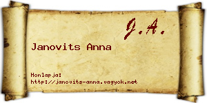 Janovits Anna névjegykártya